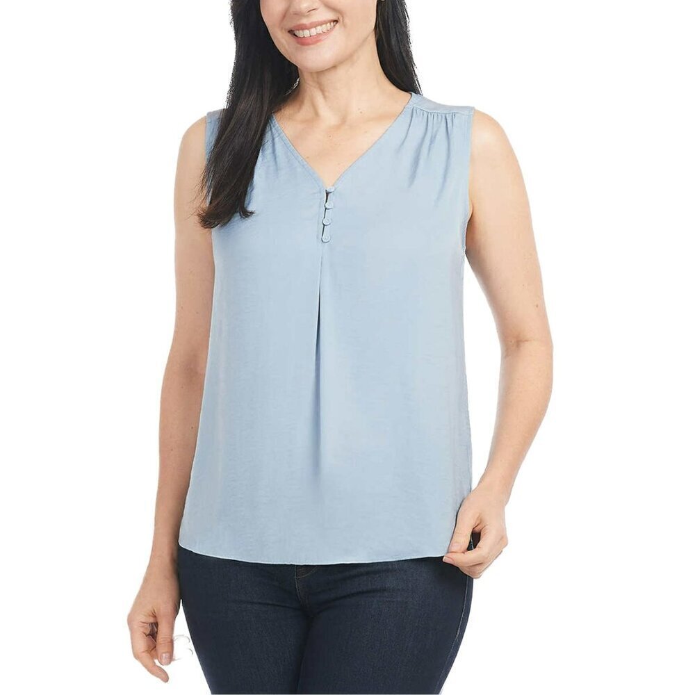 NWT Hilary Radley Women's Sleeveless V-Neck Lightweight Blouse Top